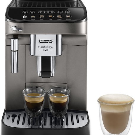 De'Longhi Magnifica Evo Αυτόματη Μηχανή Espresso 1450W Πίεσης 15bar με Μύλο Άλεσης Ασημί