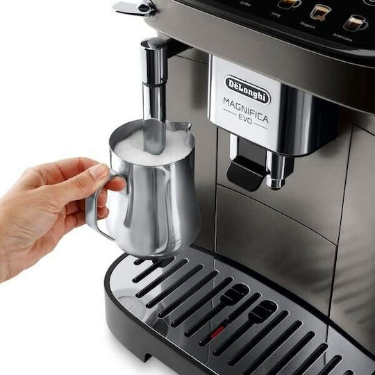 De'Longhi Magnifica Evo Αυτόματη Μηχανή Espresso 1450W Πίεσης 15bar με Μύλο Άλεσης Ασημί