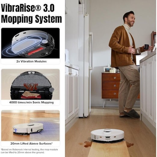 Roborock S8 MaxV Ultra Σκούπα Ρομπότ για Σκούπισμα & Σφουγγάρισμα με Χαρτογράφηση και Wi-Fi Λευκή