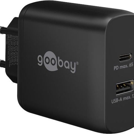 Goobay Φορτιστής Χωρίς Καλώδιο με Θύρα USB-A και Θύρα USB-C Power Delivery Μαύρος (65409)
