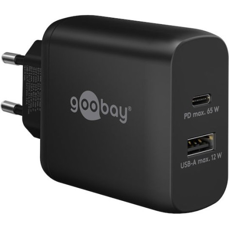 Goobay Φορτιστής Χωρίς Καλώδιο με Θύρα USB-A και Θύρα USB-C Power Delivery Μαύρος (65409)