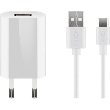 Goobay Φορτιστής με Θύρα USB-A και Καλώδιο USB-C 5W Λευκός (45300)