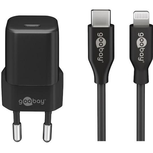 Goobay Φορτιστής με Θύρα USB-C και Καλώδιο USB-C - Lightning 30W Power Delivery Μαύρος (64574)