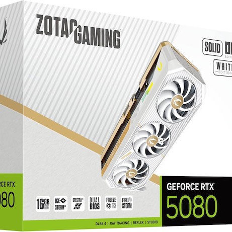 Zotac GeForce RTX 5080 16GB GDDR7 Solid OC White Κάρτα Γραφικών