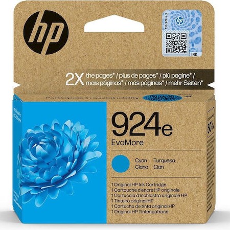 HP 924e EvoMore Γνήσιο Μελάνι Εκτυπωτή InkJet Κυανό (4K0U7NE)