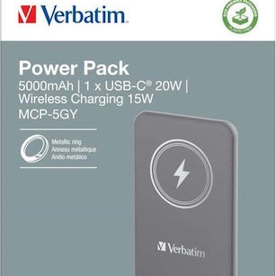 Verbatim Charge 'n' Go MagSafe Power Bank 5000mAh με Θύρα USB-C Power Delivery Γκρι