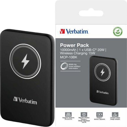 Verbatim `N` Go Power Bank 10000mAh 15W Μαύρο