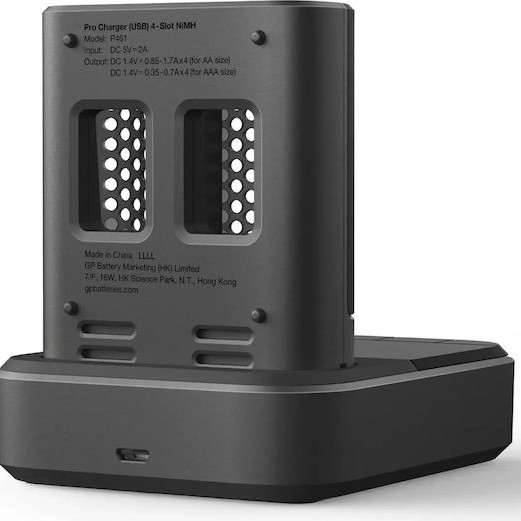 GP Batteries ReCyko Pro P461 USB Φορτιστής 4 Μπαταριών Ni-MH Μεγέθους AA/AAA