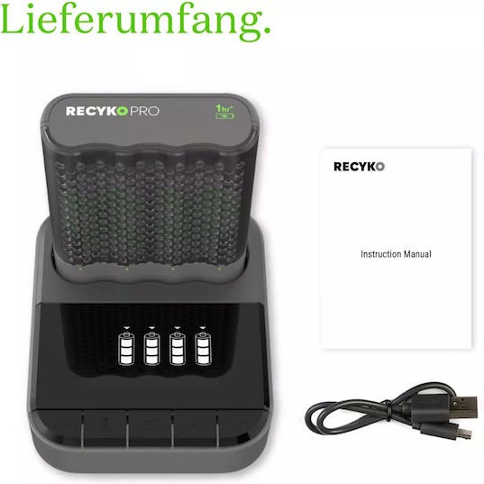 GP Batteries ReCyko Pro P461 USB Φορτιστής 4 Μπαταριών Ni-MH Μεγέθους AA/AAA