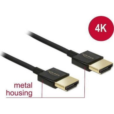 DeLock HDMI 2.0 Cable HDMI male - HDMI male 3m Μαύρο