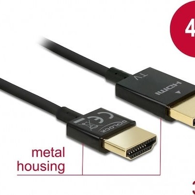 DeLock HDMI 2.0 Cable HDMI male - HDMI male 3m Μαύρο