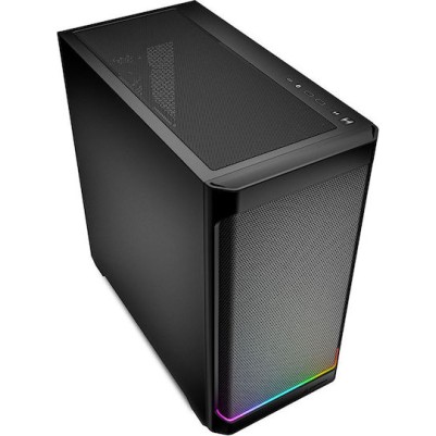Sharkoon MK4 RGB Strip Gaming Midi Tower Κουτί Υπολογιστή με Πλαϊνό Παράθυρο Μαύρο