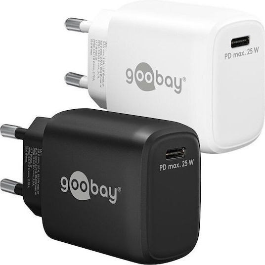 Goobay Φορτιστής Χωρίς Καλώδιο GaN με Θύρα USB-C 25W Power Delivery Λευκός (65368)