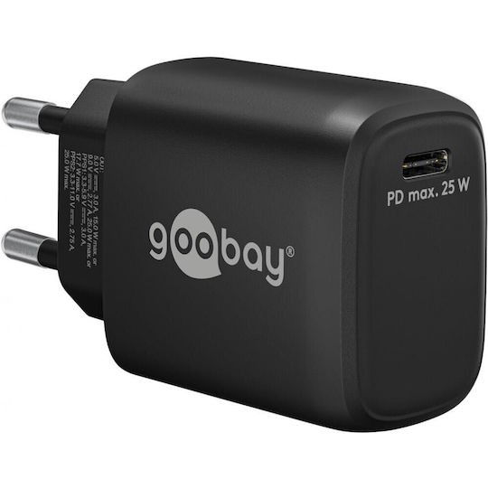Goobay Φορτιστής Χωρίς Καλώδιο με Θύρα USB-C 25W Power Delivery Μαύρος (65367)