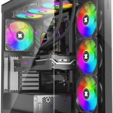 Xilence Xilent Gleam Gaming Midi Tower Κουτί Υπολογιστή με Πλαϊνό Παράθυρο και RGB Φωτισμό Μαύρο