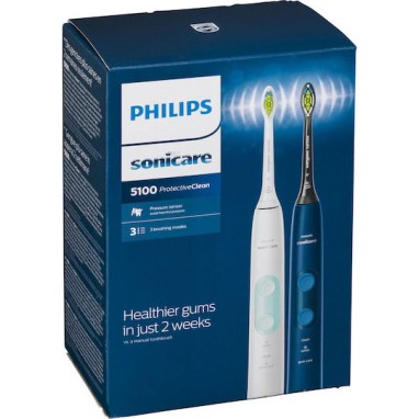 Philips Sonicare Protectiveclean 5100 Ηλεκτρική Οδοντόβουρτσα με Χρονομετρητή, Αισθητήρα Πίεσης και Θήκη Ταξιδίου Λευκή