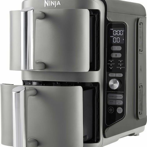 Ninja Double Stack XL Air Fryer με Διπλό Αποσπώμενο Κάδο 9.5lt Γκρι