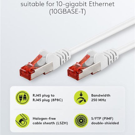 Goobay S/FTP Cat.6 Καλώδιο Δικτύου Ethernet 0.15m Λευκό 6τμχ