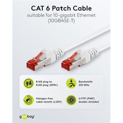 Goobay S/FTP Cat.6 Καλώδιο Δικτύου Ethernet 0.15m Λευκό 6τμχ