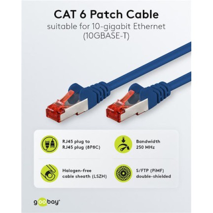 Goobay S/FTP Cat.6 Καλώδιο Δικτύου Ethernet 0.15m Μπλε 1τμχ