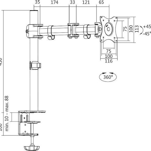 LogiLink Βάση Γραφείου Οθόνης έως 27