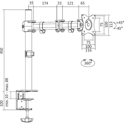 LogiLink Βάση Γραφείου Οθόνης έως 27