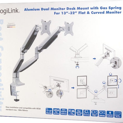 LogiLink Βάση Γραφείου για 2 Οθόνες έως 32