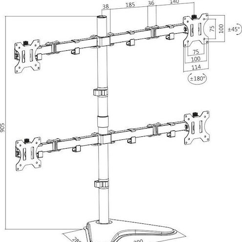 LogiLink BP0046 Επιτραπέζια Βάση για 4 Οθόνες έως 32