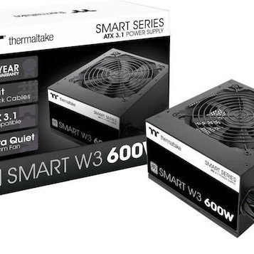 Thermaltake Smart W3 600W Μαύρο Τροφοδοτικό Υπολογιστή Full Wired 80 Plus Standard