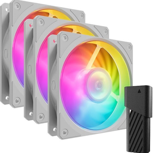 CoolerMaster Mobius 120P Case Fan με ARGB Φωτισμό και Σύνδεση 4-Pin PWM 3τμχ Λευκό