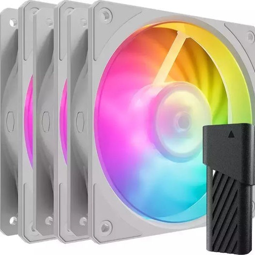 CoolerMaster Mobius 120P Case Fan με ARGB Φωτισμό και Σύνδεση 4-Pin PWM 3τμχ Λευκό