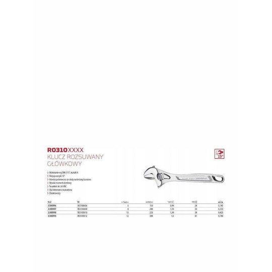 Gedore Γαλλικό Κλειδί Μήκους 300mm με Άνοιγμα Σιαγόνων έως 36mm