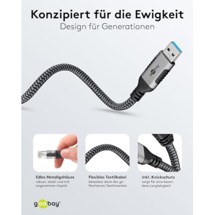 Goobay USB 2.0 Cable USB-A male - RJ45 Γκρι 7.5m 70693