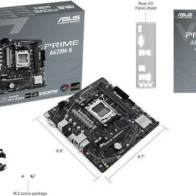 Asus Prime A620M-K Motherboard Micro ATX με AMD AM5 Socket 90MB1F40-M0EAY0