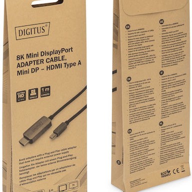 Digitus Cable mini DisplayPort male - HDMI male 1m Μαύρο (DB-340109-010-S)