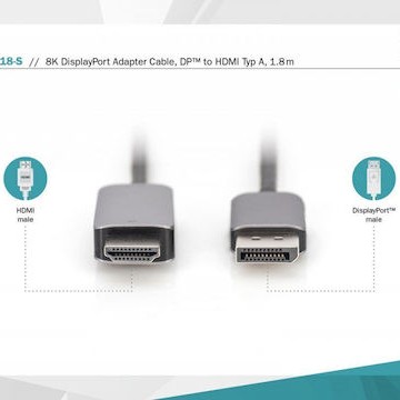 Digitus Cable DisplayPort male - HDMI male 1.8m Μαύρο (DB-340305-018-S)