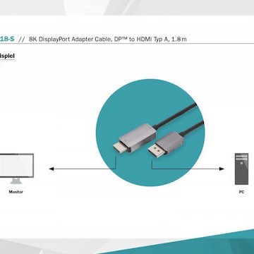 Digitus Cable DisplayPort male - HDMI male 1.8m Μαύρο (DB-340305-018-S)