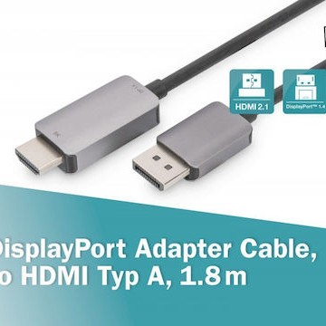 Digitus Cable DisplayPort male - HDMI male 1.8m Μαύρο (DB-340305-018-S)