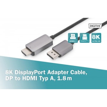 Digitus Cable DisplayPort male - HDMI male 1.8m Μαύρο (DB-340305-018-S)