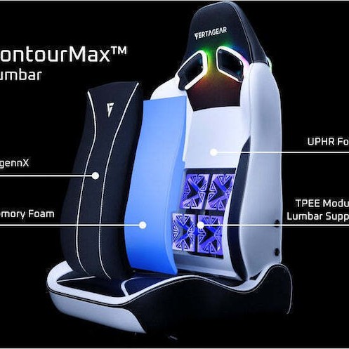 Vertagear SL3800 Καρέκλα Gaming Δερματίνης με Ρυθμιζόμενα Μπράτσα Μαύρη