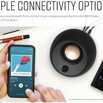 Creative Pebble V3 Ηχεία Υπολογιστή 2.0 με Bluetooth και Ισχύ 8W σε Λευκό Χρώμα