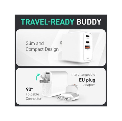 Creative Φορτιστής Χωρίς Καλώδιο GaN με Θύρα USB-A και 2 Θύρες USB-C 67W Λευκός (51MZ0515AA000)