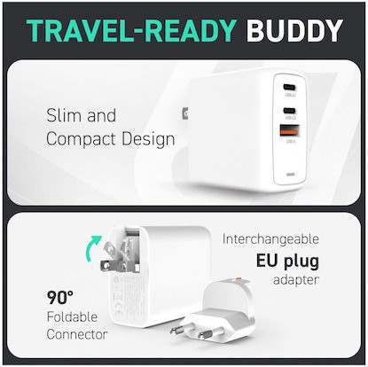 Creative Φορτιστής Χωρίς Καλώδιο GaN με Θύρα USB-A και 2 Θύρες USB-C 67W Λευκός (51MZ0515AA000)