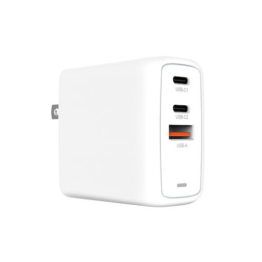 Creative Φορτιστής Χωρίς Καλώδιο GaN με Θύρα USB-A και 2 Θύρες USB-C 67W Λευκός (51MZ0515AA000)