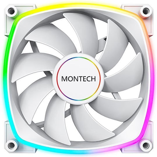 Montech AX140 Case Fan με ARGB Φωτισμό και Σύνδεση 4-Pin PWM Λευκό
