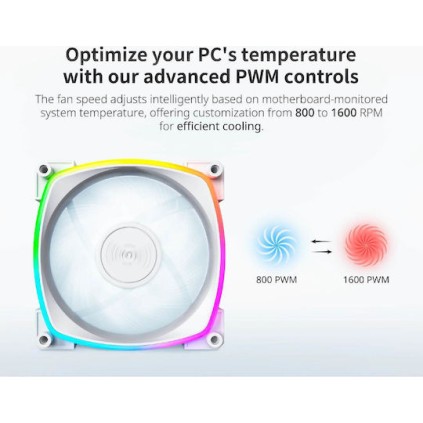 Montech RX120 Case Fan με ARGB Φωτισμό και Σύνδεση 4-Pin PWM Λευκό