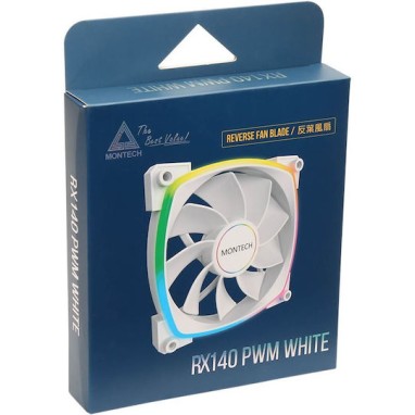 Montech RX140 Case Fan με ARGB Φωτισμό και Σύνδεση 4-Pin PWM Λευκό