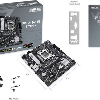 Asus PRIME B760M-K Motherboard Micro ATX με Intel 1700 Socket 90MB1FI0-M0EAY0