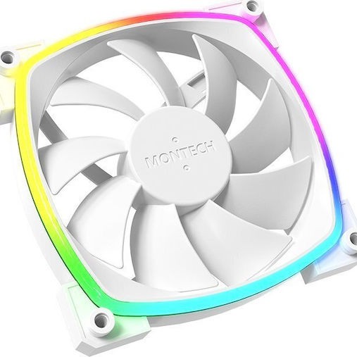 Montech Case Fan 120mm με ARGB Φωτισμό και Σύνδεση 4-Pin PWM 3τμχ Λευκό