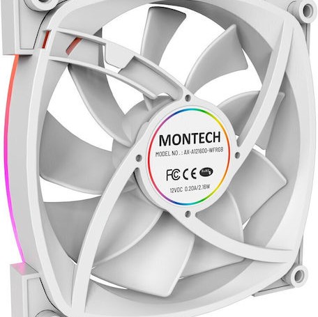 Montech Case Fan 120mm με ARGB Φωτισμό και Σύνδεση 4-Pin PWM 3τμχ Λευκό